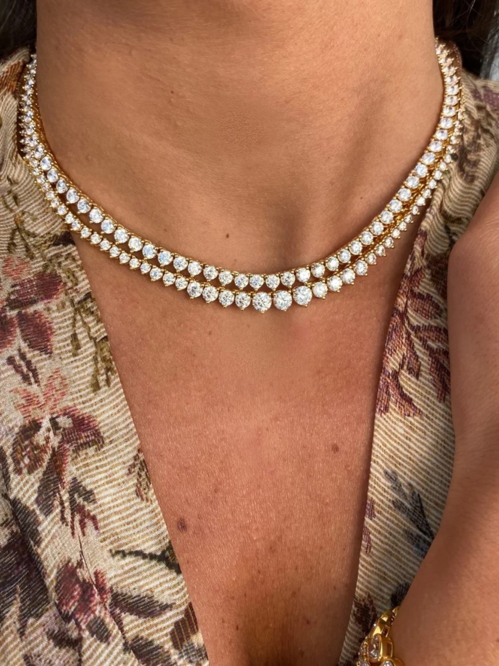 NOA Simulated Diamond Gold Necklace